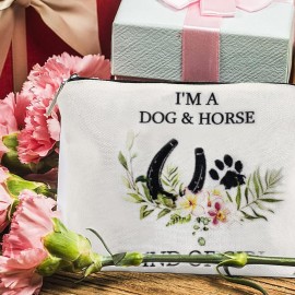 I\'m a Dog & Horse Kind of Girl - Cosmetic Bags, Makeup Bags for Women - Dog Mom, Horse Lover Gifts