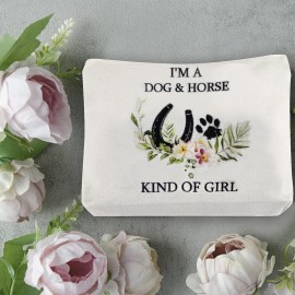 I\'m a Dog & Horse Kind of Girl - Cosmetic Bags, Makeup Bags for Women - Dog Mom, Horse Lover Gifts