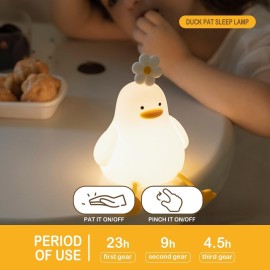Sitting Duck Light With Warm Color Little Flower Dimming,The Rechargeable Touch Lamp Is 3 Levels Brightness And Birthday Christmas Gifts for Women Girls Lucky Mallard Duck Decor Halloween Decorations