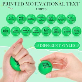 Poen 120 Pcs Motivational Stress Balls Bulk 1.57 Inch Foam Squeeze Sensory Stress Balls Inspirational Relief Toys for Anxiety Fidget Hand Exercise Teens Employees Gift(Green)