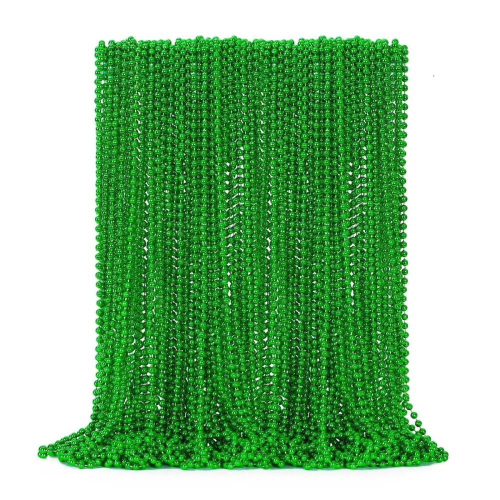50PCS St Patricks Day Necklace, St. Patrick\'s Day Green Bead Necklace Accessories, Metallic Irish Saint Patrick Mardi Gras Necklaces Bulk, Parade Throw Accessories for Mardi Gras St. Patricks Party