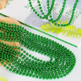 50PCS St Patricks Day Necklace, St. Patrick\'s Day Green Bead Necklace Accessories, Metallic Irish Saint Patrick Mardi Gras Necklaces Bulk, Parade Throw Accessories for Mardi Gras St. Patricks Party