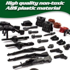 HIMIRICH Military Weapons Pack 33 Pcs Soviet Accessories Kits Toys, Army Equipment Gear WW2 Guns for Boys 6+, Compatible with Mini Figure of Major Brand