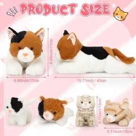 Skylety 5 Pieces Cat Stuffed Animal with Babies Inside Belly Pregnant Cat Plush Mommy Kitty with 4 Cute Fluffy Stuffed Kittens Easter Birthday Surprise Gifts(Orange, Black, White)