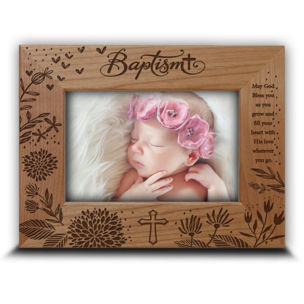 BELLA BUSTA -Blessings Baptism Christening Baby Girl/Boy Baptized Presents from Godparents -Ceremony of Baptizing a Child-Engraved Frame (5x7 Horizontal)