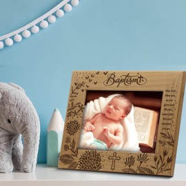 BELLA BUSTA -Blessings Baptism Christening Baby Girl/Boy Baptized Presents from Godparents -Ceremony of Baptizing a Child-Engraved Frame (5x7 Horizontal)