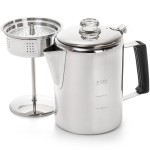 Cididu Camping Coffee Pot Stainless Steel, Coffee Pot Outdoors, Durable Stove Top Brew Coffee Maker on Fire, Ideal for Group Camping, Hiking, Backpacking, RV and Travel, 9 Cups