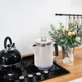 Cididu Camping Coffee Pot Stainless Steel, Coffee Pot Outdoors, Durable Stove Top Brew Coffee Maker on Fire, Ideal for Group Camping, Hiking, Backpacking, RV and Travel, 9 Cups