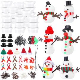 Shappy 24 Pack Christmas Snowman DIY Craft 326 Pcs Build Snowman Craft Kit Christmas Decoration Air Dry Modeling Clay for Winter Party DIY Gift Indoor Outdoor Holiday Decoration(Snowman)
