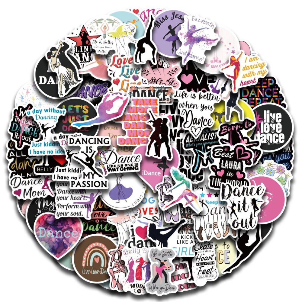 Bonitzdm 102PCS Dancing Aesthetic Stickers,Water Bottles Laptop Car Decal - Perfect Dancer Gifts for Girls and TeenagersDance Decals, Girls Dance Party Favors