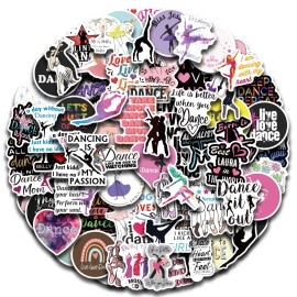 Bonitzdm 102PCS Dancing Aesthetic Stickers,Water Bottles Laptop Car Decal - Perfect Dancer Gifts for Girls and TeenagersDance Decals, Girls Dance Party Favors