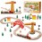 SainSmart Jr. Wooden Train Set for Toddler, 41pcs Wood Train Track w/Crane Fits Brio, Thomas, Melissa and Doug, Kids Wood Toy Train for Kids Ages 3+