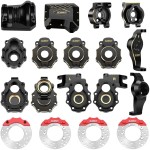 GLOBACT Brass Upgrades Kit for 1/10 TRX4 Front & Rear Portal Axle Inner & Outer Portal Housing Diff Cover Drive Axle Mounts with Brake Disc & Caliper RC Crawler Car Parts