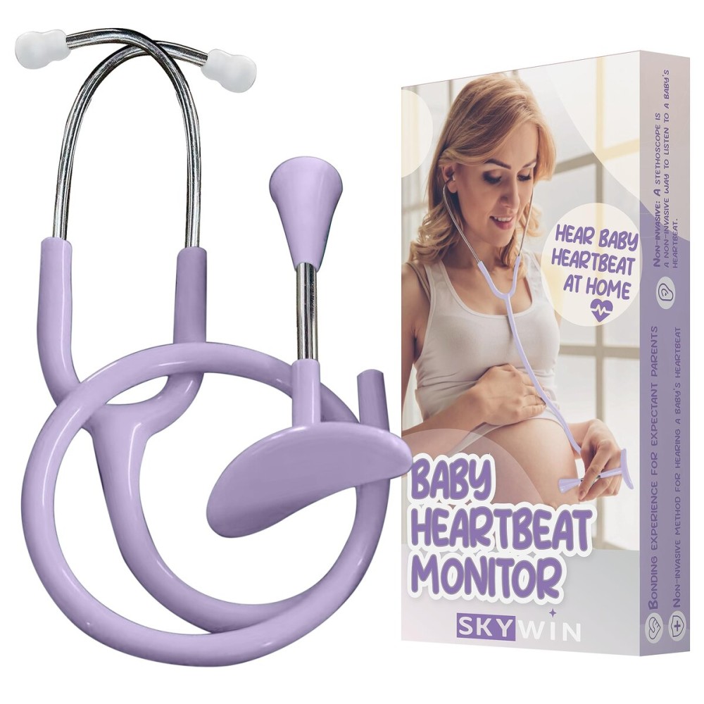 Skywin-Fetal Heartbeat Monitor, Fetoscope Heart Beat Monitors for Pregnancy Detection - 24 Weeks, Baby Heartbeat Monitor Pregnancy, at Home Fetal Heartbeat Monitor with The Stethoscope (Purple)