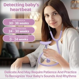 Skywin-Fetal Heartbeat Monitor, Fetoscope Heart Beat Monitors for Pregnancy Detection - 24 Weeks, Baby Heartbeat Monitor Pregnancy, at Home Fetal Heartbeat Monitor with The Stethoscope (Purple)