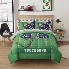 Kids Bedding Set Bed in a Bag for Boys and Girls Toddlers Printed Sheet Set and Comforter, Full, Football