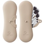 Coclothy Travel Makeup Brush Holder - Anti-fall Out Silicone Portable Cosmetic Face Brushes Holder, Soft Travel Cosmetic Bag