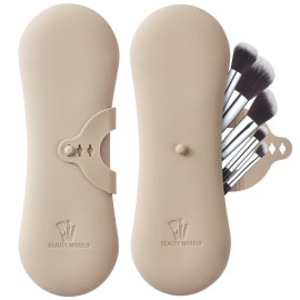 Coclothy Travel Makeup Brush Holder - Anti-fall Out Silicone Portable Cosmetic Face Brushes Holder, Soft Travel Cosmetic Bag