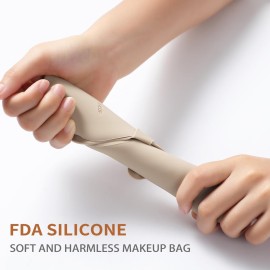 Coclothy Travel Makeup Brush Holder - Anti-fall Out Silicone Portable Cosmetic Face Brushes Holder, Soft Travel Cosmetic Bag