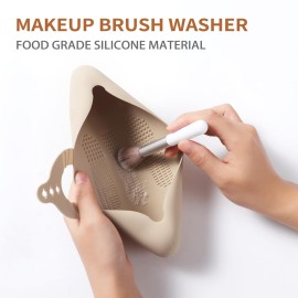 Coclothy Travel Makeup Brush Holder - Anti-fall Out Silicone Portable Cosmetic Face Brushes Holder, Soft Travel Cosmetic Bag