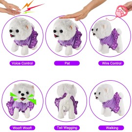 GOBRILLFUN Walking Dog Toy Remote Control, Walking and Barking Robot Dog, Electronic Plush Puppy Toy for Kids Age 3-6, Ideal Gift for Girls(Great Pyrenees)