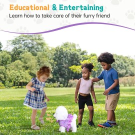 GOBRILLFUN Walking Dog Toy Remote Control, Walking and Barking Robot Dog, Electronic Plush Puppy Toy for Kids Age 3-6, Ideal Gift for Girls(Great Pyrenees)