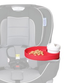 Travel Tray Oval USA Made Extend Your Current Cup Holder to Hold Your Cup Plus A Tray for Snacks, Toys and Accessories. Use in a Car Seat, Booster, Stroller, Golf Cart, Outdoor Chair, Coral Red