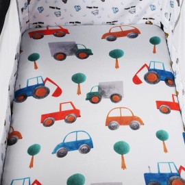 Tontukatu Bassinet Sheet Set 3 Pack (32 x 19) Compatible with Mika Micky, Baby Delight, Dream On Me Bassinet Mattress, Jersey Knit Ultra Soft Flexible for Baby Boys Girls,Rocket Satellite,Car & Bus