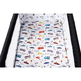 Tontukatu Bassinet Sheet Set 3 Pack (32 x 19) Compatible with Mika Micky, Baby Delight, Dream On Me Bassinet Mattress, Jersey Knit Ultra Soft Flexible for Baby Boys Girls,Rocket Satellite,Car & Bus