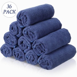 36 Packs of Bleach Proof Towels Microfiber Absorbent Salon Towels Bleach Resistant Salon Hand Towels for Gym, Bath, Spa, Shaving, Shampoo, Home Hair Drying, 16 x 28 Inches (Navy Blue)