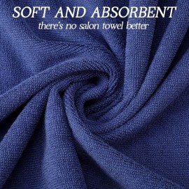 36 Packs of Bleach Proof Towels Microfiber Absorbent Salon Towels Bleach Resistant Salon Hand Towels for Gym, Bath, Spa, Shaving, Shampoo, Home Hair Drying, 16 x 28 Inches (Navy Blue)