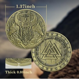 Viking Valknut Coin Viking Odin Knot Challenge Coin Gift Nordic Mythology Amulet for Men Viking Coin