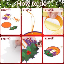 Suzile 24 Sets Christmas Advent Wreath Craft Kits for Kids Hanging Advent Wreath Craft Kits with Christ Joy Peace Love Hope Candle Stickers Holly Leaves Berry Stickers for Christmas Advent Activities