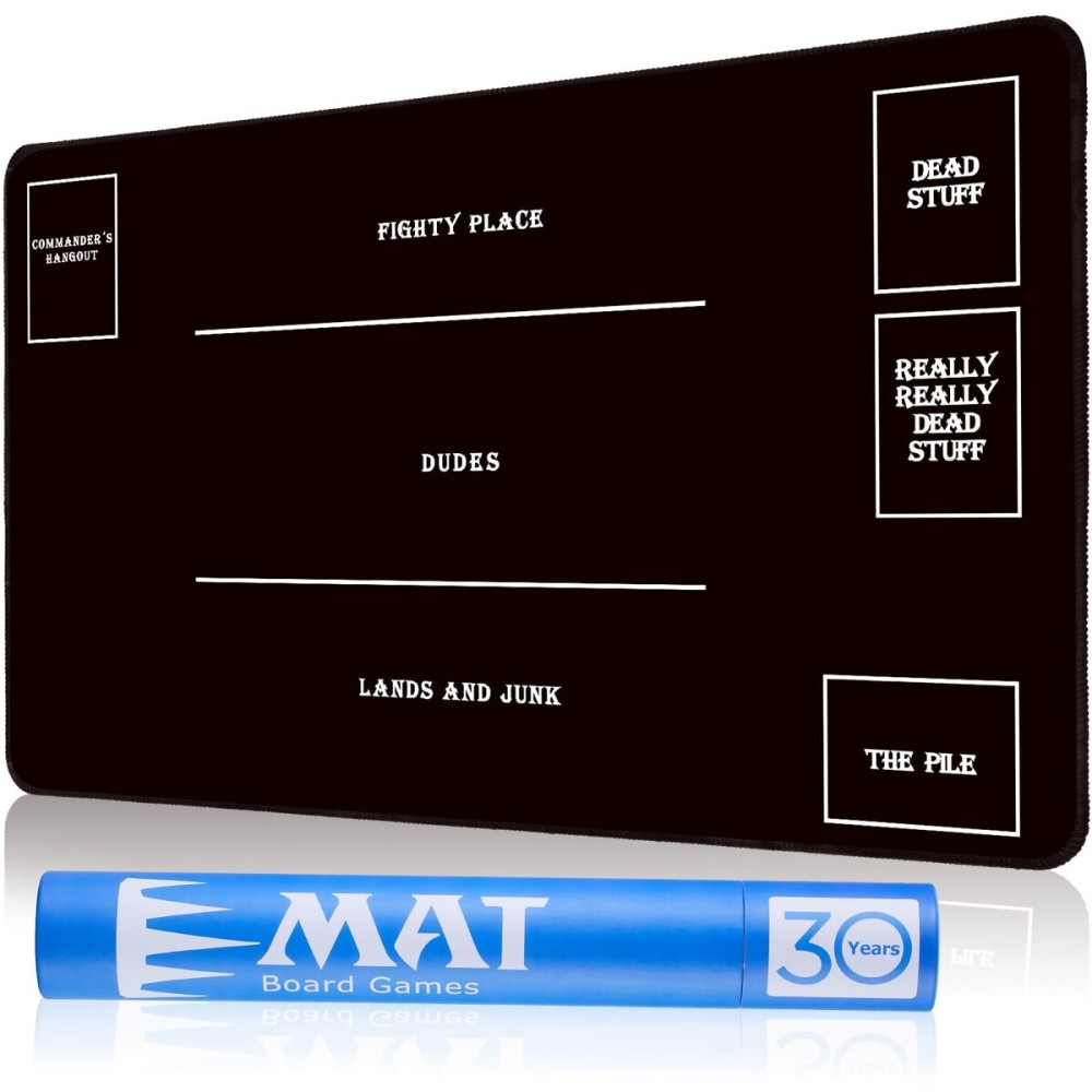 Biouai Stitched MTG Playmats for Magic The Gathering - Play Mat with Tube Case for MTG Card Game Playing (Black Zones)