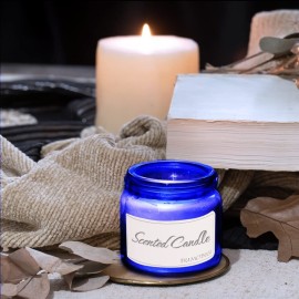 4 Pack 1oz Cosmetic Glass Jars with Lids, Blue Glass Jars with Lids & Stickers, Reusable Empty Round makeup container for Creams, Lotion, Makeup