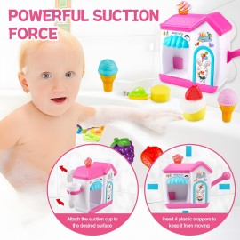 ROHSCE Bath Bubbles for Kids, Foam Pretend Ice Cream Toy Bath Bubble Maker Bath Time Bubble Machine, No Hole Bath Toys Set for Toddlers, Bubble Maker for Bathtub Gift for Boy Girl