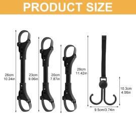 Faddare 3pcs Stroller Connector with 2pcs Stroller Hook, Connector for Toddlers, Quick Release Adjustable Length with Hook Stroller Connector Set Twins(Black)
