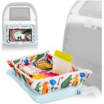 Lusso Gear Kids Airplane Tray Table Cover with Pockets - Travel Tray Essentials for Toddlers on Plane or Train - Travel Toys & Airplane Travel Essentials - Flying Accessories Toddlers (Dinosaurs)