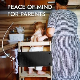 Toddlers Tower Safety Net - Safety Guard for Kids Tower - Kitchen Step Tool Kids - Black 19x8