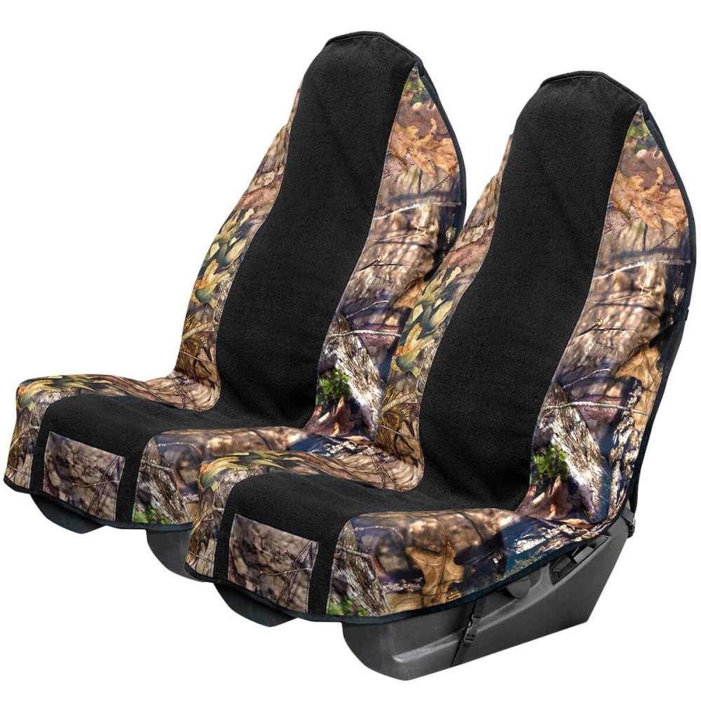 LPI Truck Mossy Oak Camo Car Seat Cover Towel Protector; Protects Seats from Sweat, Dirt, Dogs, Kids; Heavy Duty Material, Universal Fit for Cars SUVs MiniVans Trucks, EZ fit, Non Slip Grip, 2pc