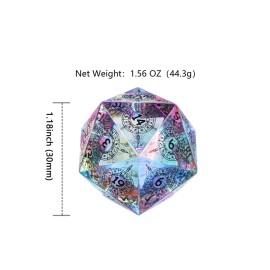 UDIXI 30mm Prism Glass D20 Dice Large Polyhedral Dice RPG 20 Sized DND Dice for Dungeons and Dragons Role Playing Games Tabletop Games,D&D
