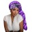 Isshin Beauty Satin Silk Bonnet Hair Cap: Long Bonnets with Elastic Tie Band Adjustable Straps Jumbo Size (Purple Flower)