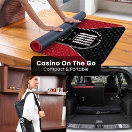 GAMBLUXE 47X23 / 70X35 Professional Poker Mat for Table - Smooth Water Repellent Poker Top for Table Nonslip Portable Texas Hold\'em Poker Mat + Carrying/Storage Bag for Poker Games, (Red)