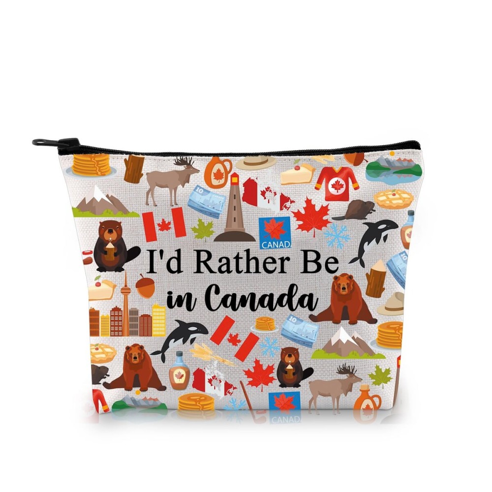 G2TUP Canada Travel Gift I\'d Rather Be in Canada Makeup Bag Canada Lover Cosmetic Bag Canada Sightseeing Gift Canadian Gift (Be in Canada MB)