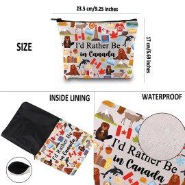 G2TUP Canada Travel Gift I\'d Rather Be in Canada Makeup Bag Canada Lover Cosmetic Bag Canada Sightseeing Gift Canadian Gift (Be in Canada MB)