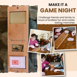 Foldable Cribbage Board Game Set - Travel Cribbage Board Includes Wooden Board with Storage, Metal Pegs, Deck of Cards, Instructions for 2-4 Players