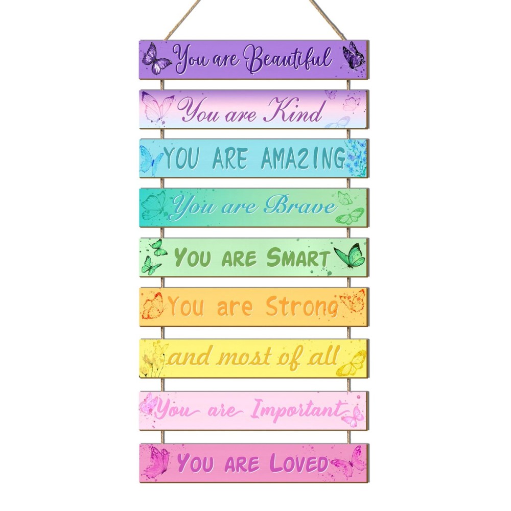 UBTKEY Room Decor for Teen Girls, Set of 9 Pieces Butterfly Room Decor for Girls Princess Bedroom, Inspirational Wall Decor Hanging Plaques for Kids Girls Nursery Decor Room Decortaions (Butterfly)