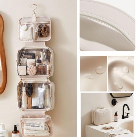 OLBUPS Portable Large Capacity Cosmetic Bag, Skincare Products, Makeup Brush Storage Bag, Double Layer Makeup Bag (Upgraded-Pink)