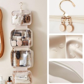 OLBUPS Portable Large Capacity Cosmetic Bag, Skincare Products, Makeup Brush Storage Bag, Double Layer Makeup Bag (Upgraded-Pink)