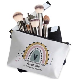 Deanfun Small Makeup Case - Cute and Waterproof Cosmetic Bag for Women(Rainbow, Sometimes You Forget That You\'Re Awesome, So This Is Your Reminder D5-56371)